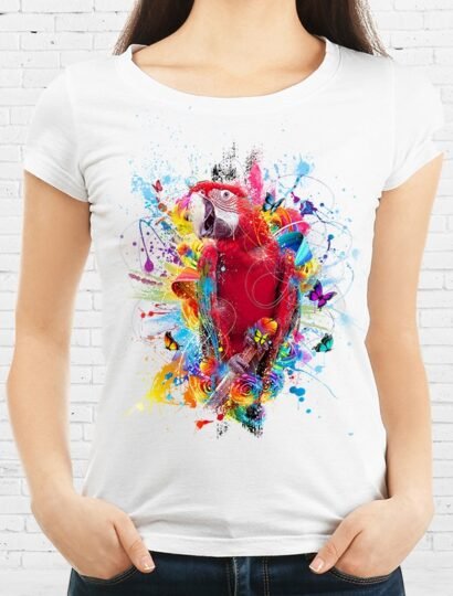 T-shirt Perroquet Color Blanc