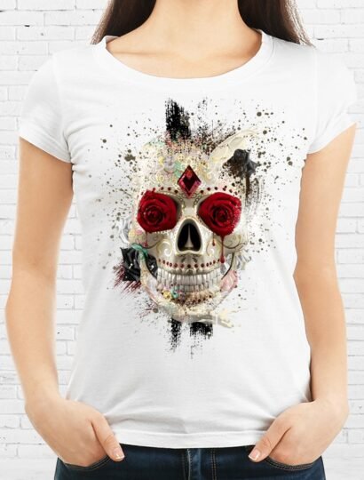 T-shirt Skull Mexico Blanc