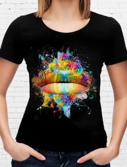 T-shirt Bouche Color noir