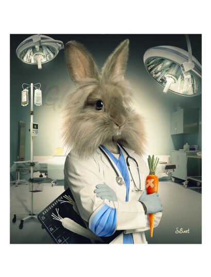 Tirage d’art "Lapin infirmier" – Sylvain Binet