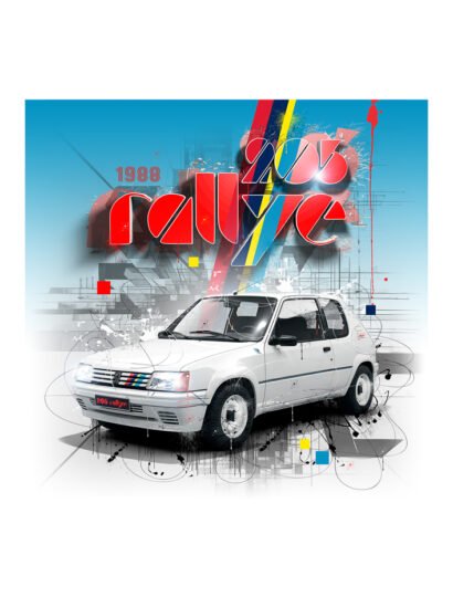 Tirage d’art "Peugeot 205 Rallye" – Sylvain Binet